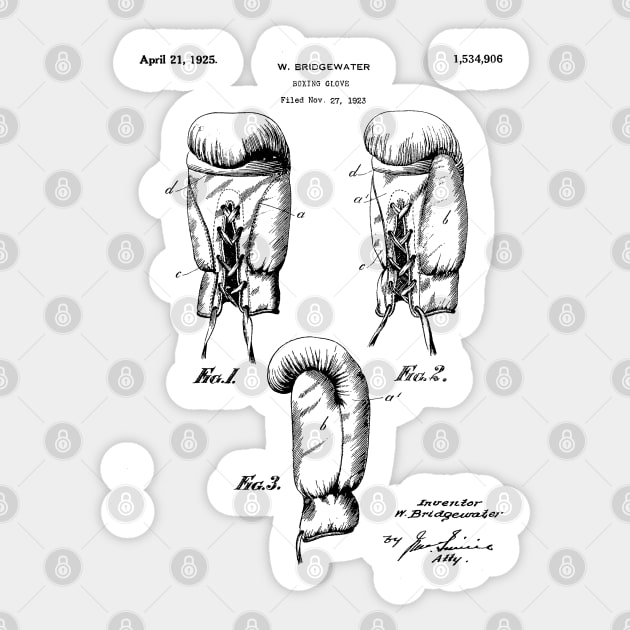 Boxing Gloves Patent - Boxer Trainer Coach Gym Art - White Sticker by patentpress